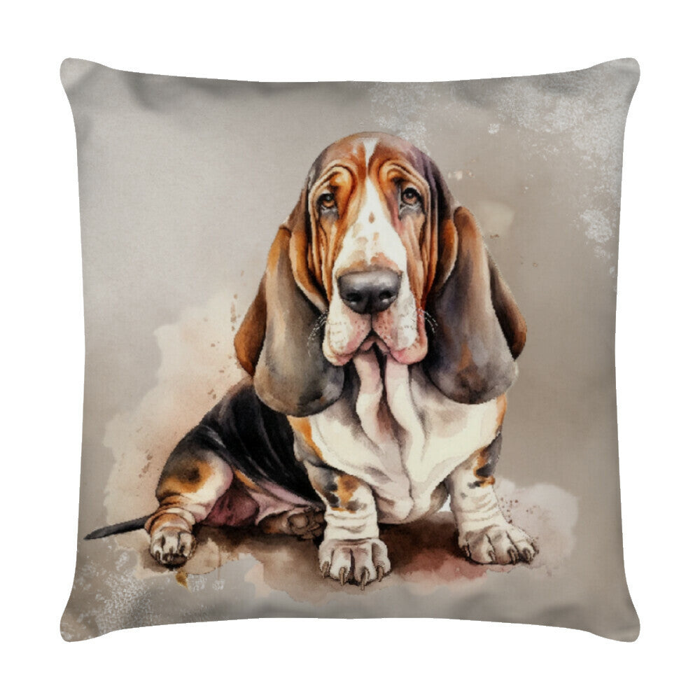 Kissen "Basset - Relax" Weiß – hunde-shirt.de