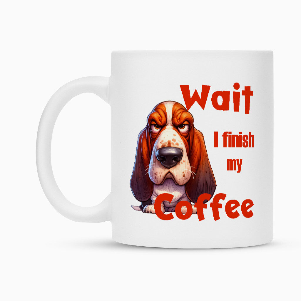 Tasse "Basset - Wait..." Weiß – hunde-shirt.de