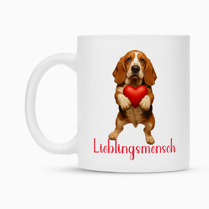 Tasse "Basset - Lieblingsmensch" Weiß – hunde-shirt.de