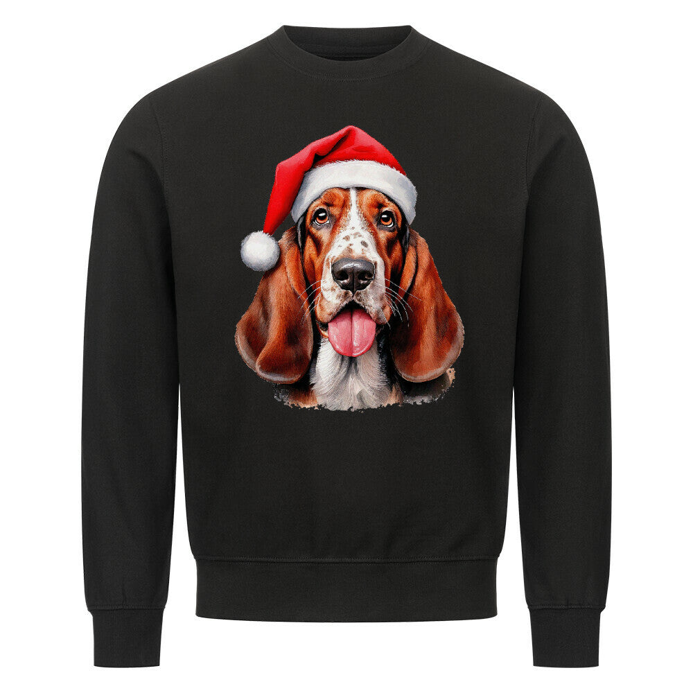 Premium Sweatshirt "Basset - Weihnachten" Schwarz – hunde-shirt.de