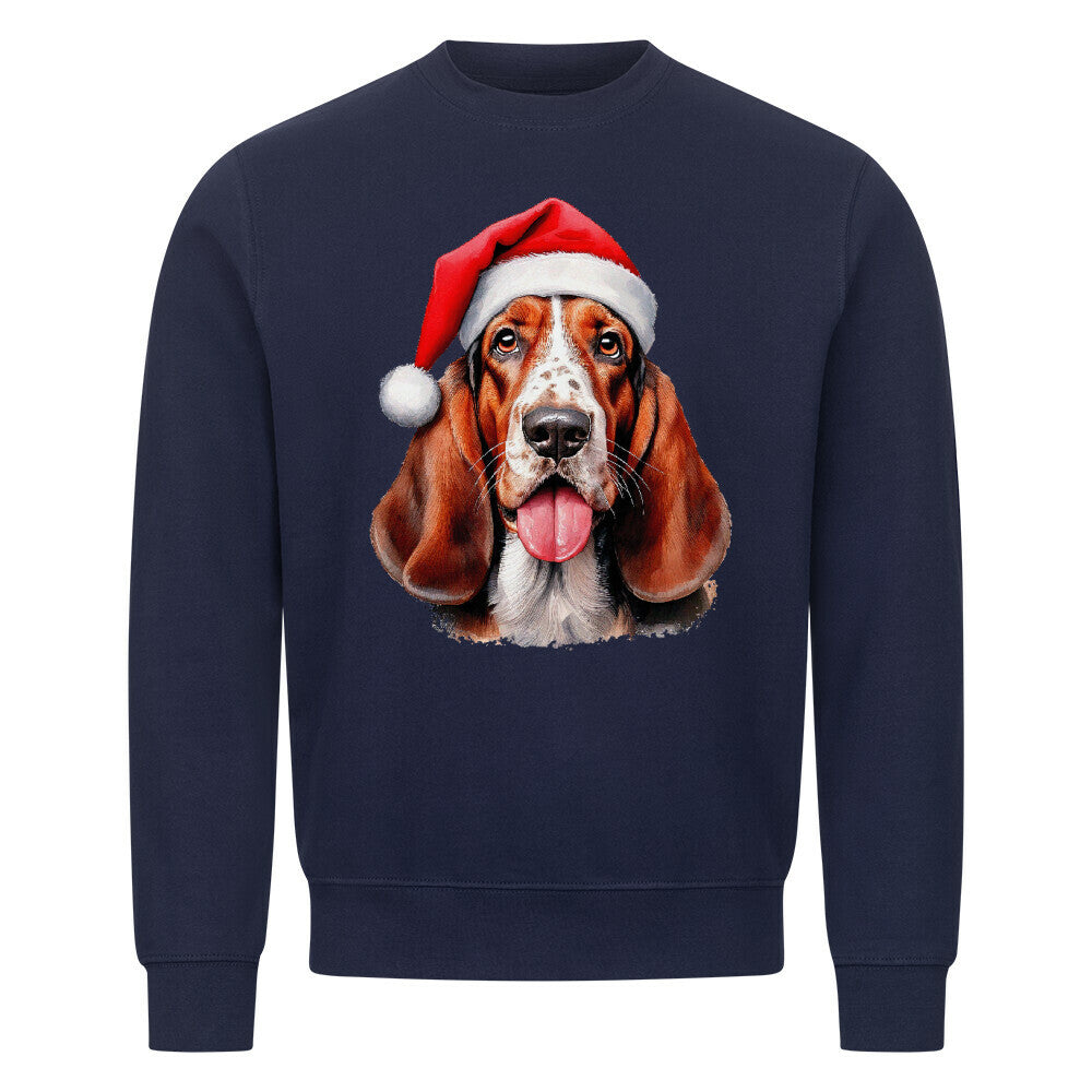 Premium Sweatshirt "Basset - Weihnachten" Navy Blue – hunde-shirt.de
