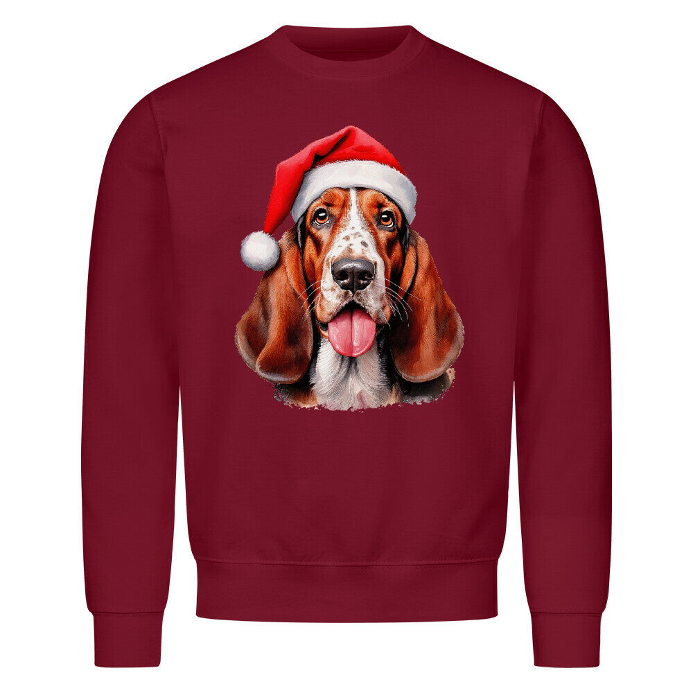 Premium Sweatshirt "Basset - Weihnachten" Burgunder – hunde-shirt.de