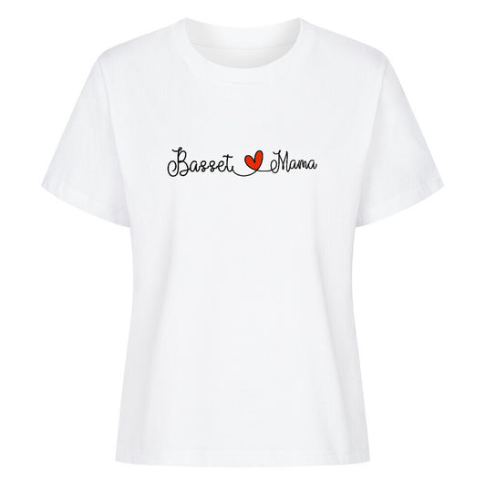 Premium Damen Shirt "Basset - Mama" Weiß – hunde-shirt.de