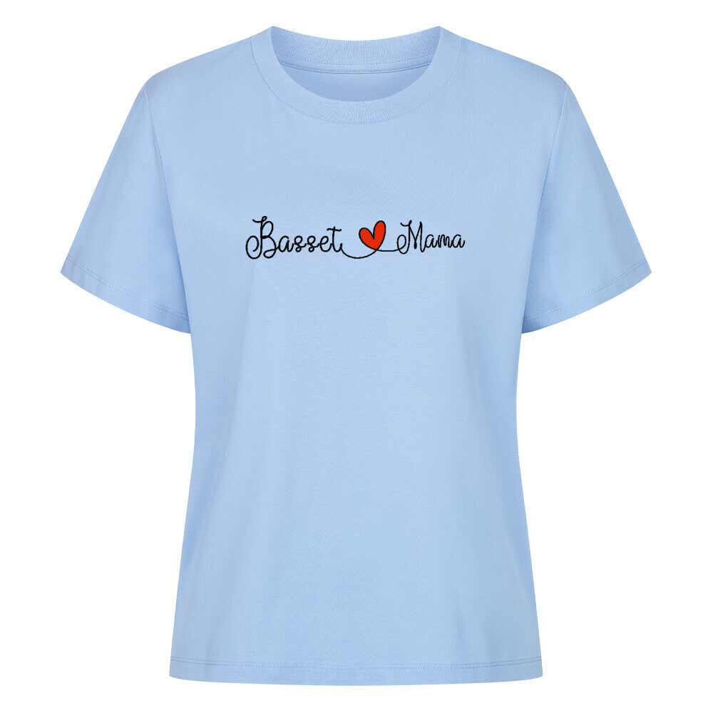 Premium Damen Shirt "Basset - Mama" Sky Blue – hunde-shirt.de