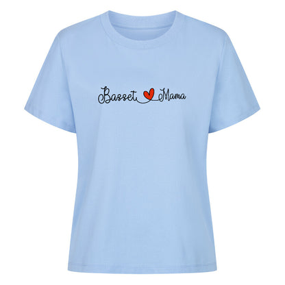 Premium Damen Shirt "Basset - Mama" Sky Blue – hunde-shirt.de