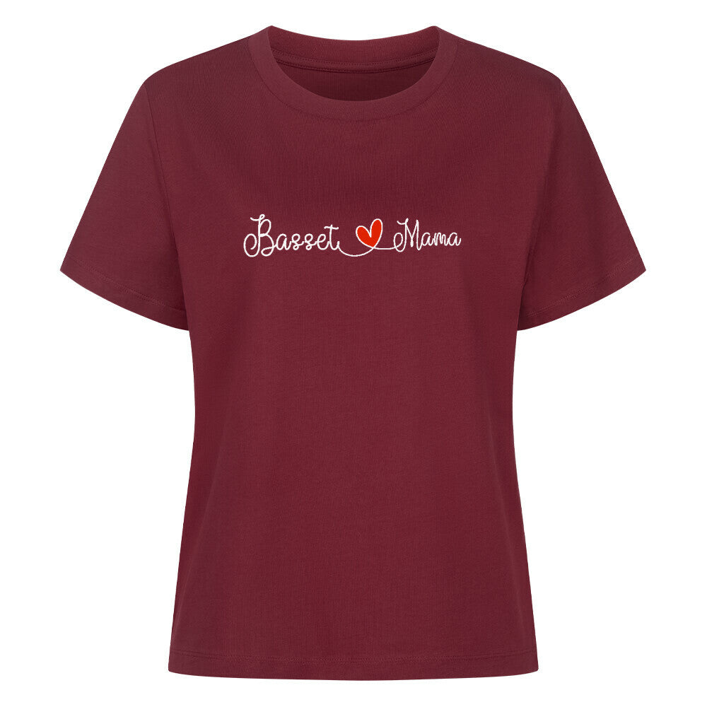 Premium Damen Shirt "Basset - Mama" Burgunder – hunde-shirt.de