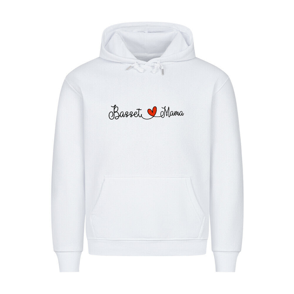 Premium Hoodie "Basset - Mama" Weiß – hunde-shirt.de