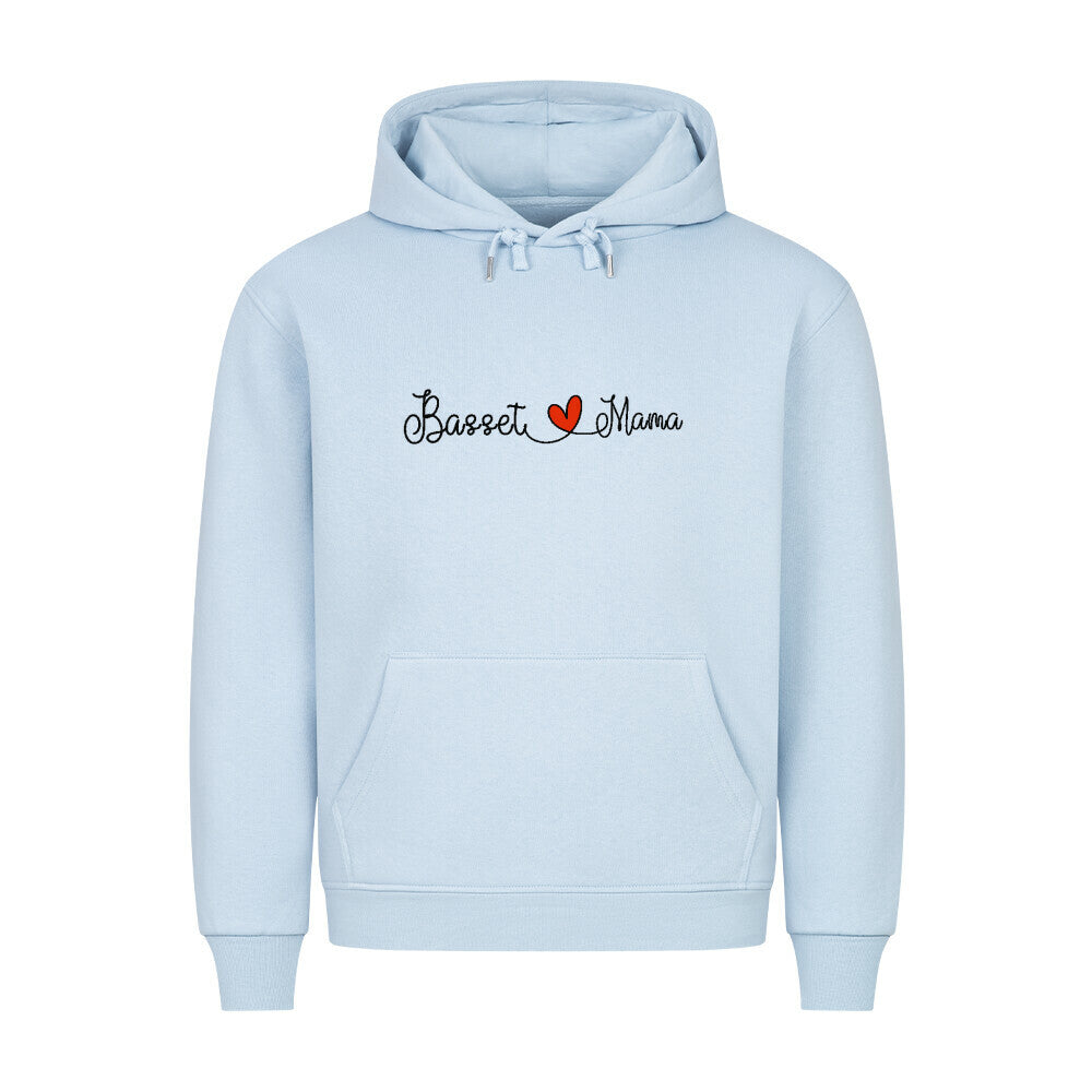 Premium Hoodie "Basset - Mama" Babyblau – hunde-shirt.de