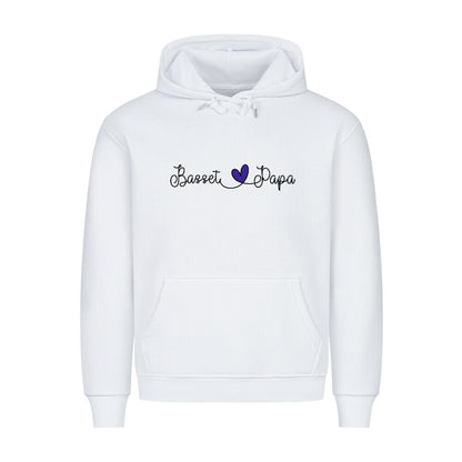 Premium Hoodie "Basset - Papa" Weiß – hunde-shirt.de