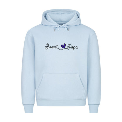 Premium Hoodie "Basset - Papa" Babyblau – hunde-shirt.de