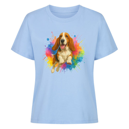 Premium Damen Shirt "Basset - Splash" Sky Blue – hunde-shirt.de