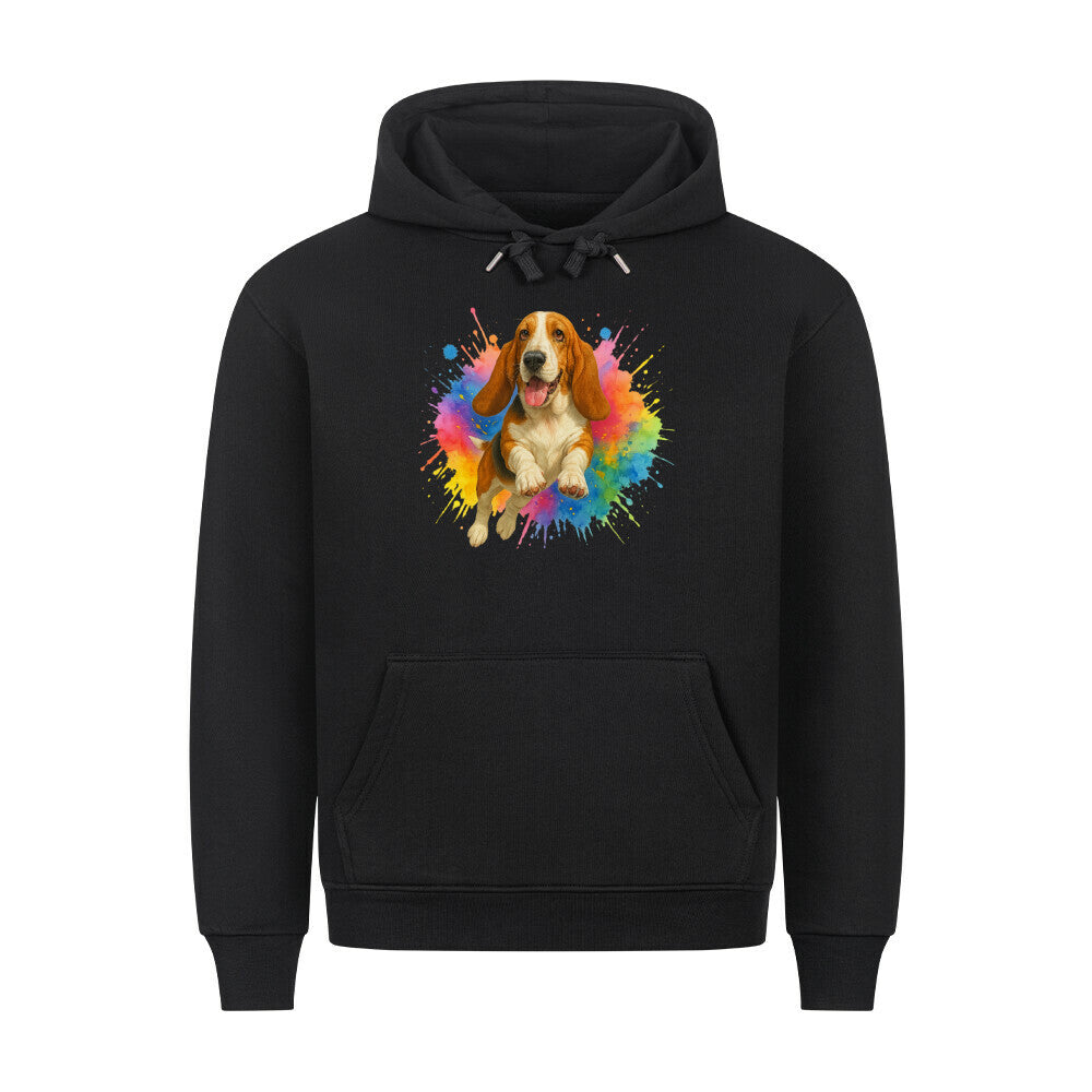 Premium Hoodie "Basset - Splash" Schwarz – hunde-shirt.de