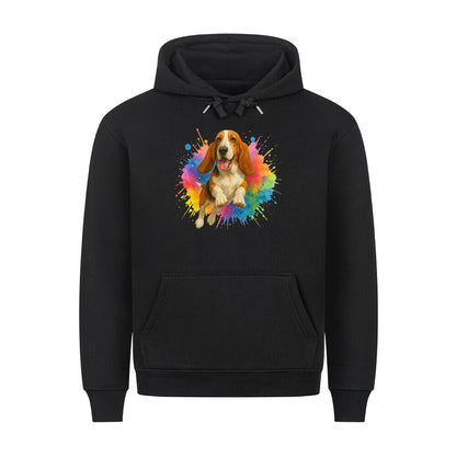 Premium Hoodie "Basset - Splash" Schwarz – hunde-shirt.de