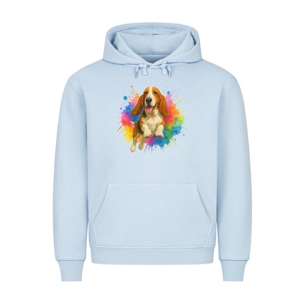 Premium Hoodie "Basset - Splash" Babyblau – hunde-shirt.de