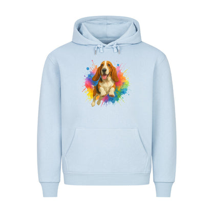Premium Hoodie "Basset - Splash" Babyblau – hunde-shirt.de