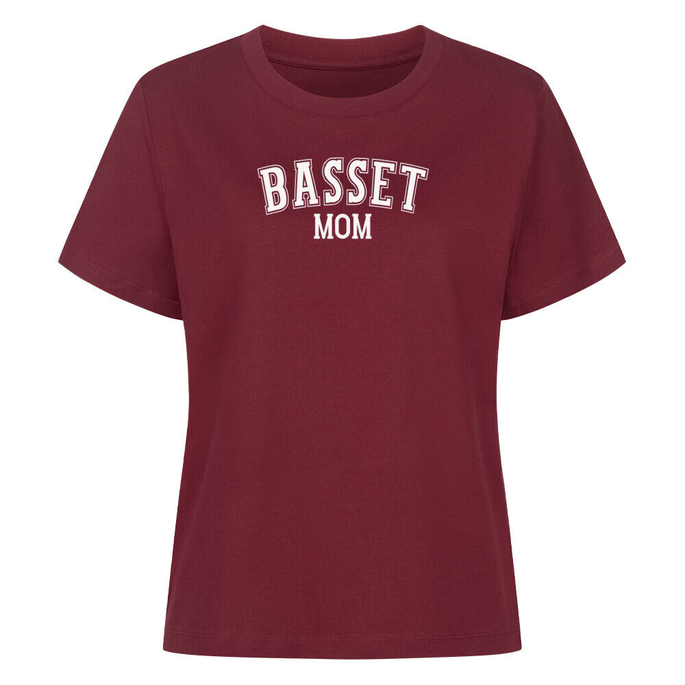 Premium Damen Shirt "Basset - MOM" Burgunder – hunde-shirt.de