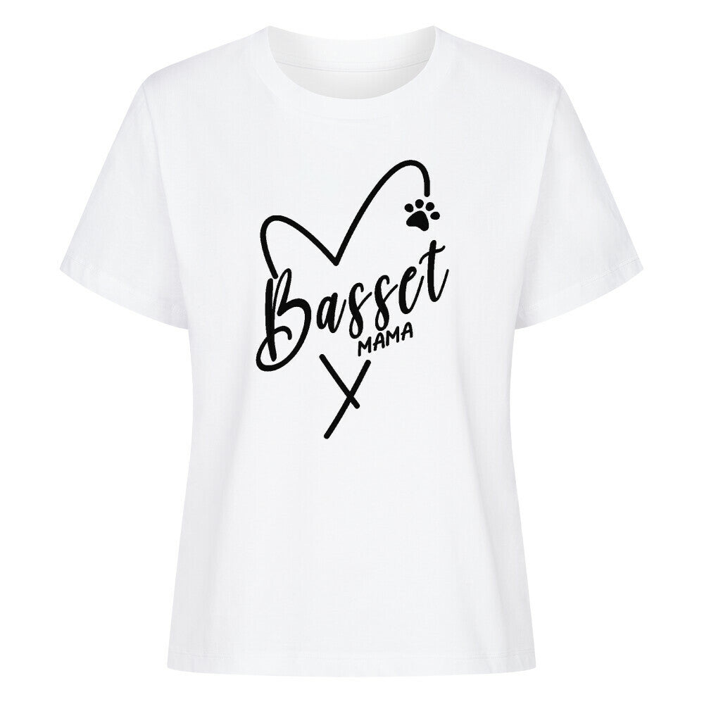 Premium Damen Shirt "Basset - MAMA" Weiß – hunde-shirt.de
