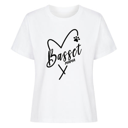 Premium Damen Shirt "Basset - MAMA" Weiß – hunde-shirt.de