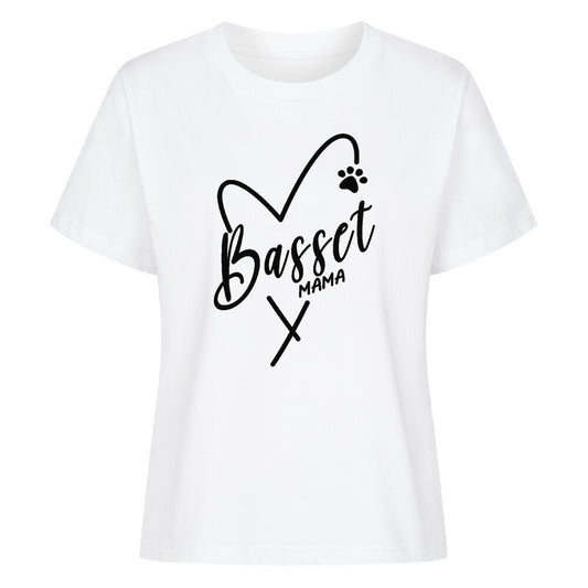 Premium Damen Shirt "Basset - MAMA" Weiß – hunde-shirt.de