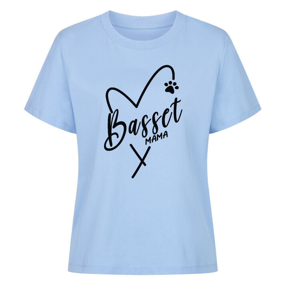Premium Damen Shirt "Basset - MAMA" Sky Blue – hunde-shirt.de