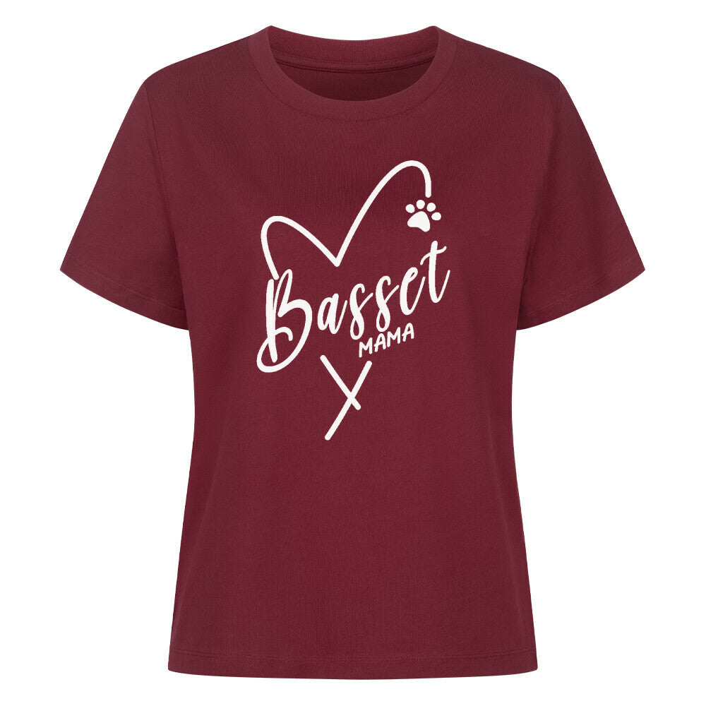 Premium Damen Shirt "Basset - MAMA" Burgunder – hunde-shirt.de