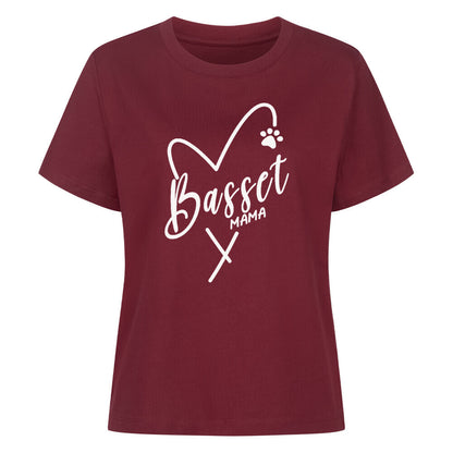 Premium Damen Shirt "Basset - MAMA" Burgunder – hunde-shirt.de