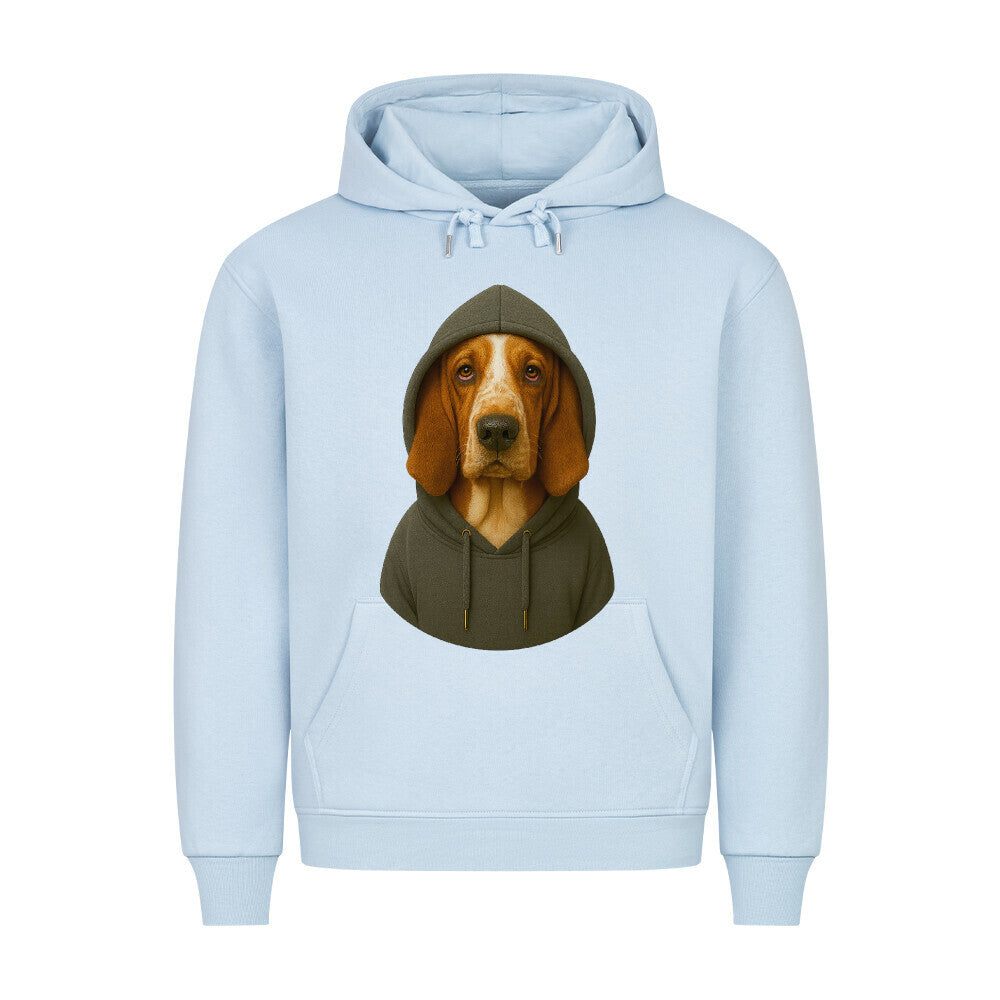 Premium Hoodie "Basset - Hooded" Babyblau – hunde-shirt.de