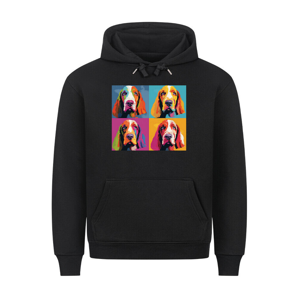 Premium Hoodie "Basset - Quartett" Schwarz – hunde-shirt.de