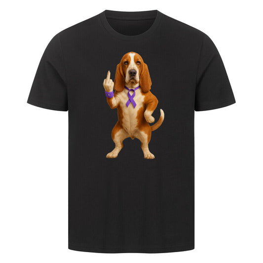Premium T-Shirt "Basset - Fuck Cancer" Schwarz – hunde-shirt.de