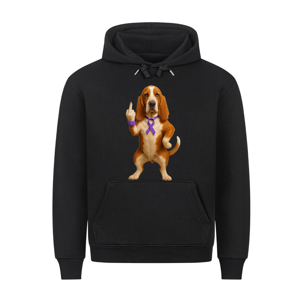 Premium Hoodie "Basset - Fuck Cancer" Schwarz – hunde-shirt.de