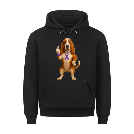 Premium Hoodie "Basset - Fuck Cancer" Schwarz – hunde-shirt.de