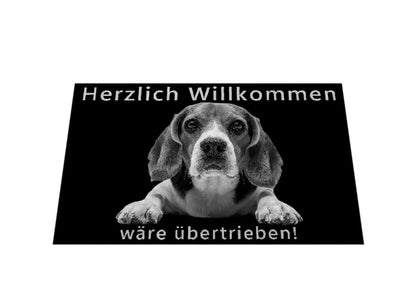 Fußmatte "Beagle - Übertrieben" Weiß – hunde-shirt.de