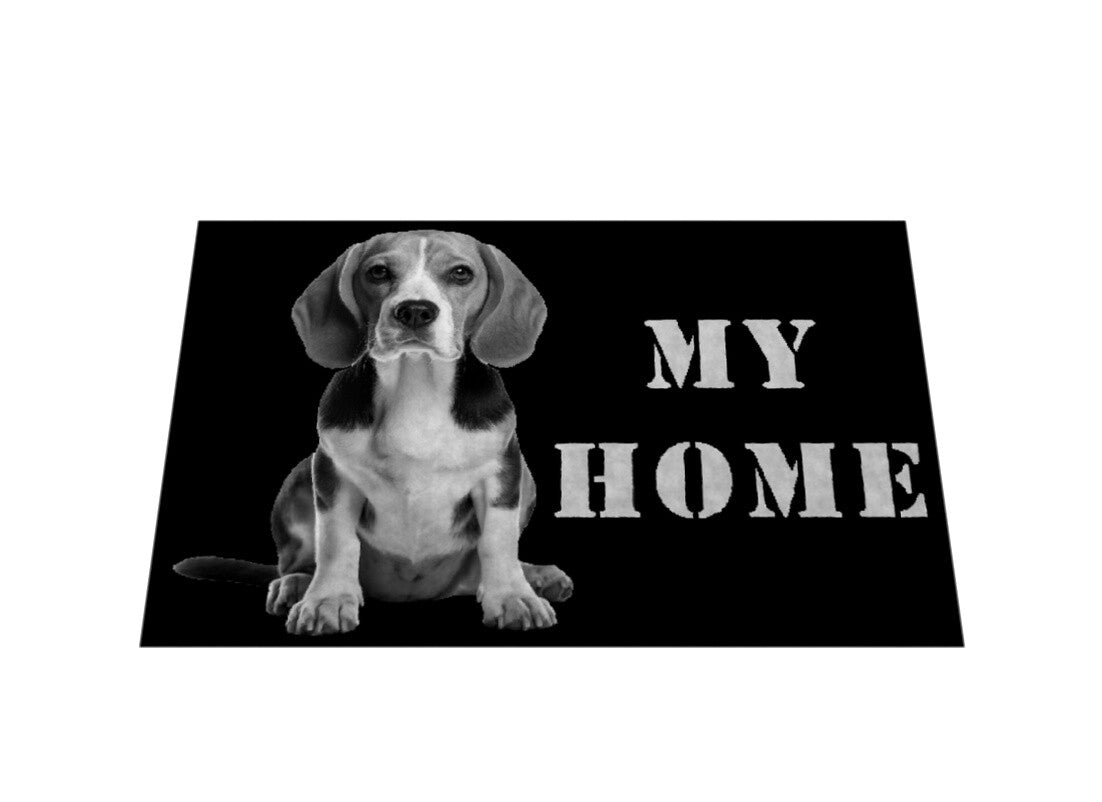 Fußmatte "Beagle - MY HOME" Weiß – hunde-shirt.de