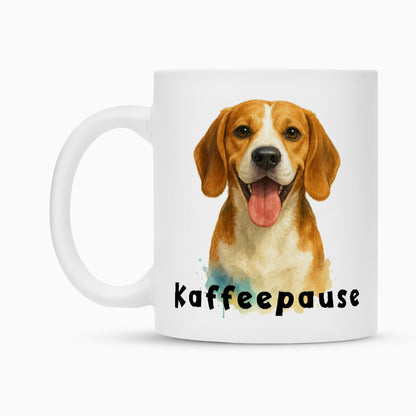 Tasse "Beagle - Kaffeepause" Weiß – hunde-shirt.de