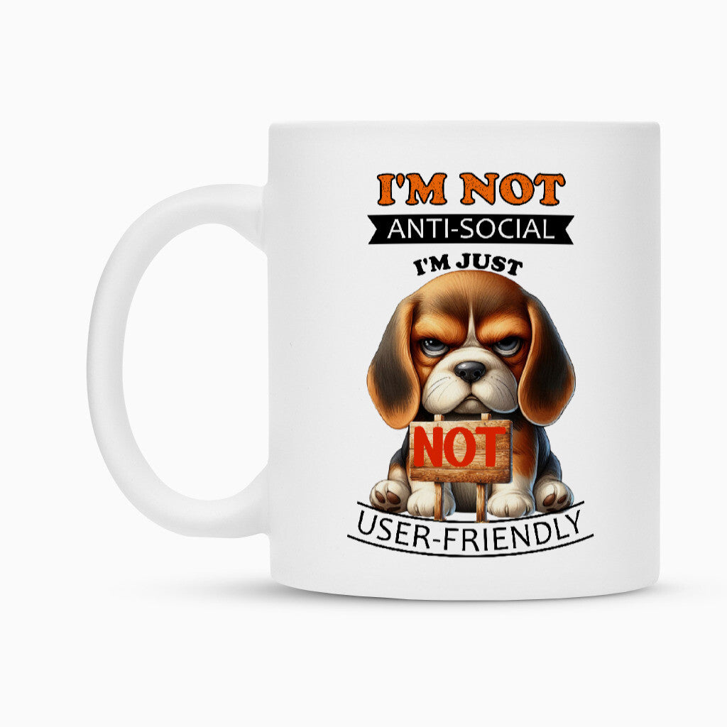 Tasse "Beagle - Anti-Social" Weiß – hunde-shirt.de