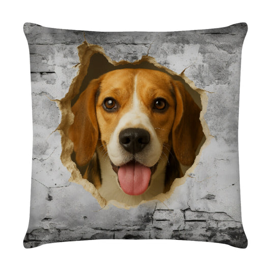 Kissen "Beagle - Wall" Weiß – hunde-shirt.de