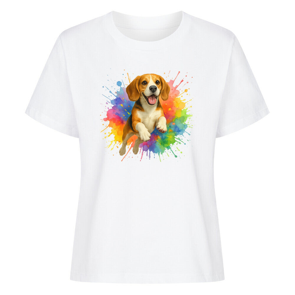 Premium Damen Shirt "Beagle - Splash" Weiß – hunde-shirt.de