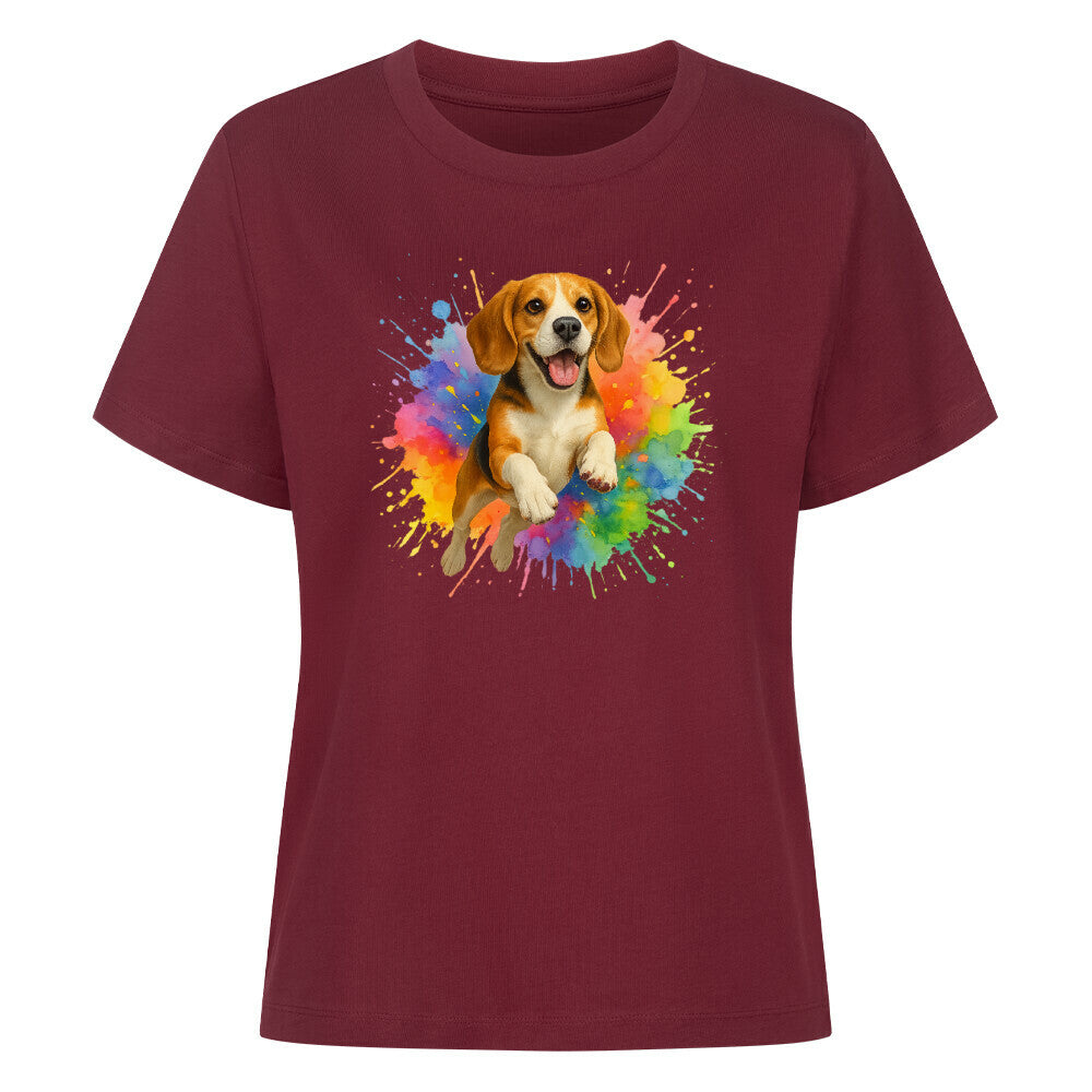 Premium Damen Shirt "Beagle - Splash" Burgunder – hunde-shirt.de