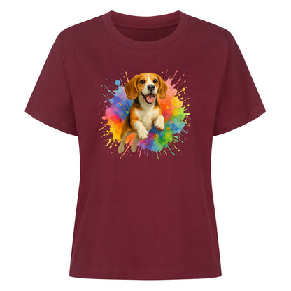 Premium Damen Shirt "Beagle - Splash" Burgunder – hunde-shirt.de
