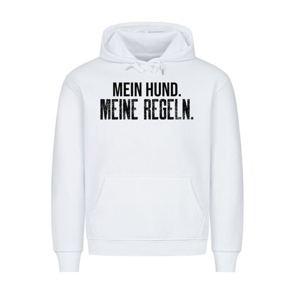 Mein Hund. Meine Regeln. | Statement Hoodie für Hundemenschen Weiß – hunde-shirt.de