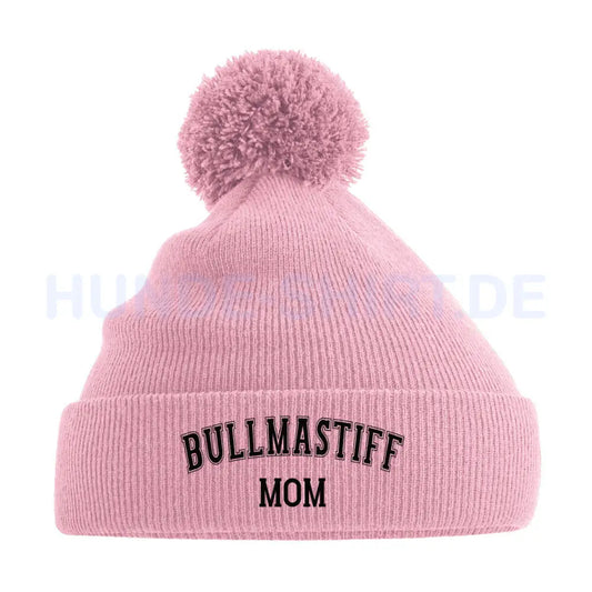 Bommelmütze "Bullmastiff - MOM" Dusky Pink – hunde-shirt.de