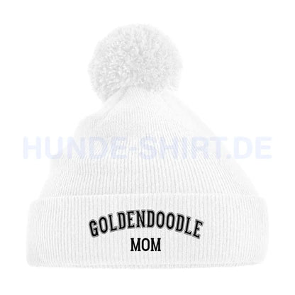 Bommelmütze "Golden Doodle - MOM" Weiß – hunde-shirt.de