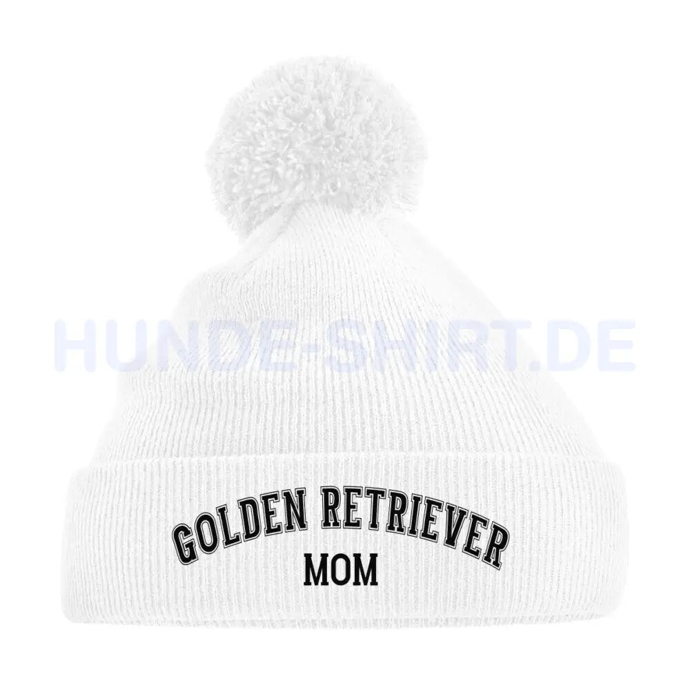 Bommelmütze "Golden Retriever - MOM" Weiß – hunde-shirt.de