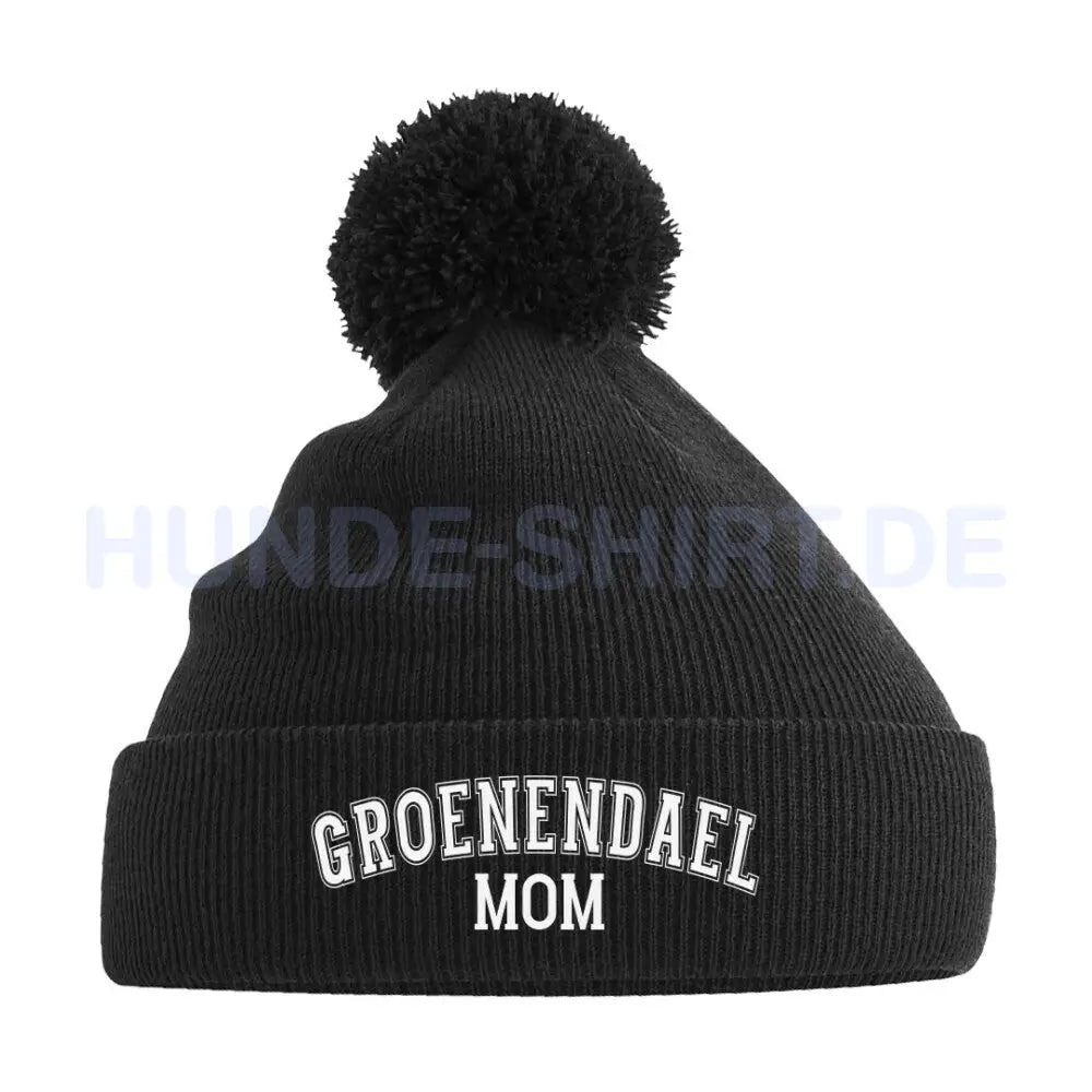 Bommelmütze "Groenendael - MOM" Schwarz – hunde-shirt.de