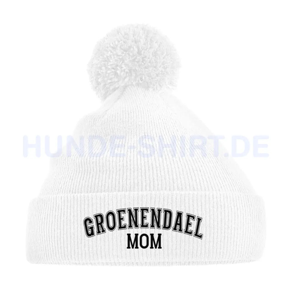 Bommelmütze "Groenendael - MOM" Weiß – hunde-shirt.de