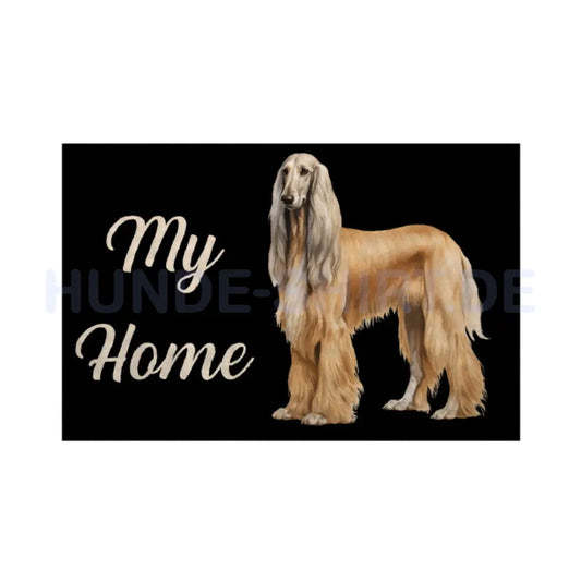 Fußmatte "Afghanischer Windhund - My Home" Weiß – hunde-shirt.de