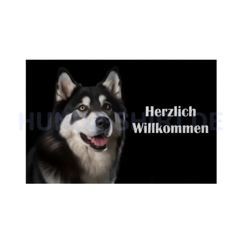 Fußmatte "Alaskan Malamute - Herzlich Willkommen" Weiß – hunde-shirt.de