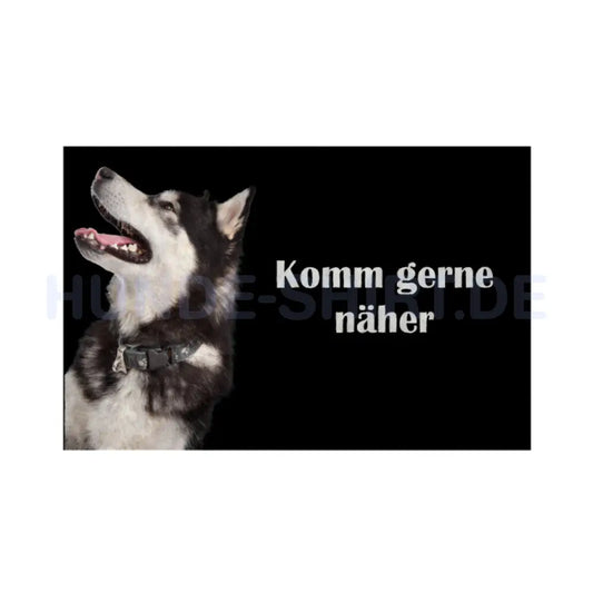 Fußmatte "Alaskan Malamute - komm gerne näher" Weiß – hunde-shirt.de