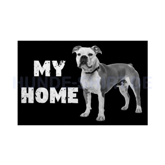 Fußmatte "American Bulldog - My Home" Weiß – hunde-shirt.de