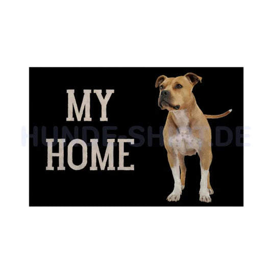 Fußmatte "American Staffordshire Terrier ( hell ) - My Home" Weiß – hunde-shirt.de